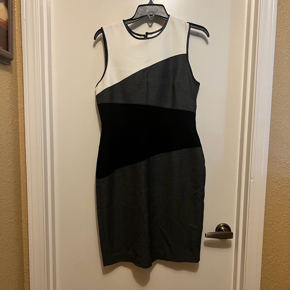 Elegant Black and White Colorblock Dress